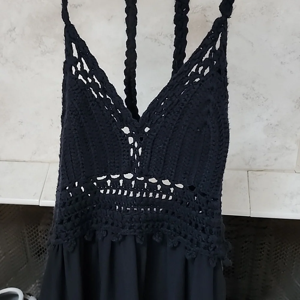 🖤🖤 ABERCROMBIE Crochet Top Black Beach MAXI DRESS 🖤🖤